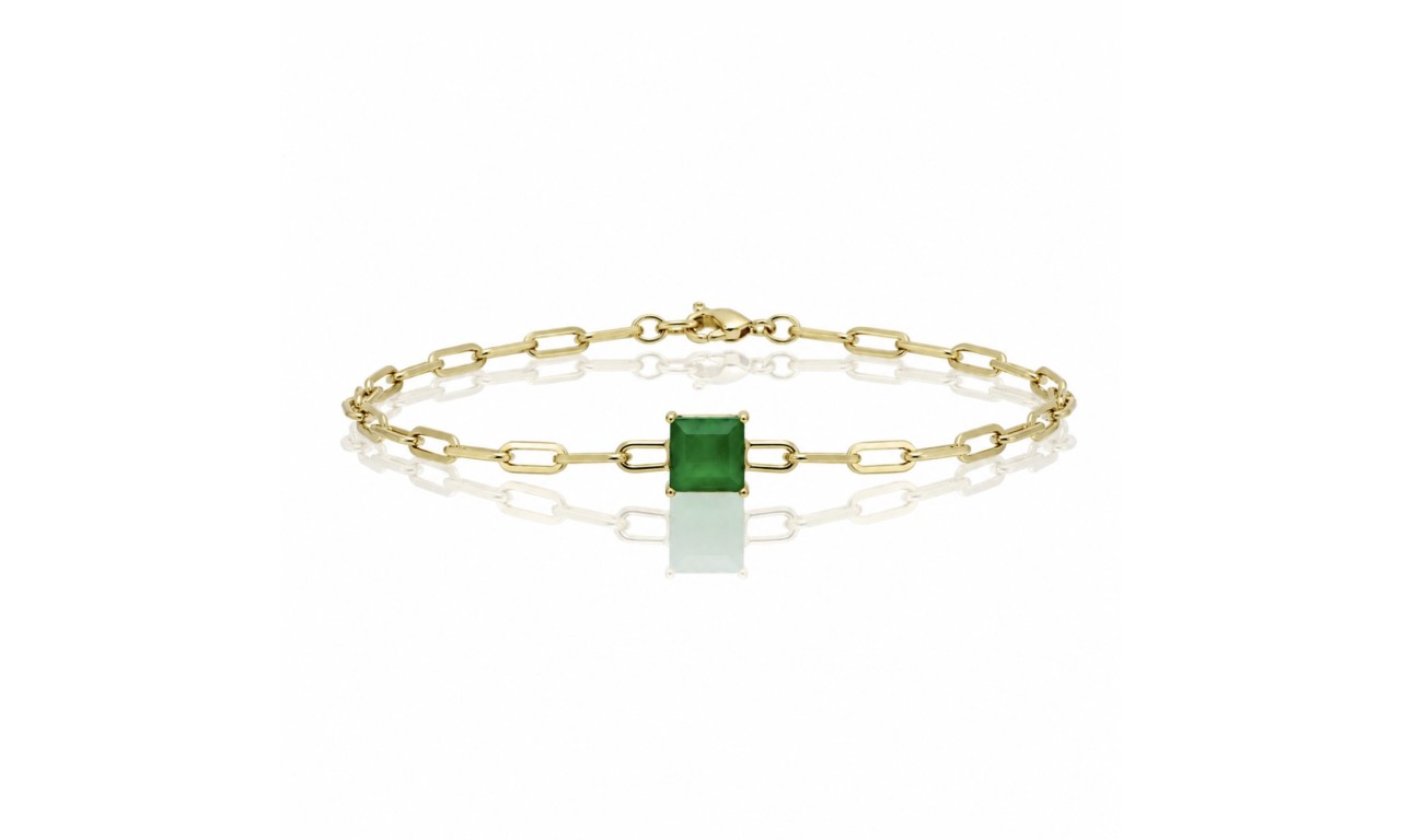 Pulseira Esmeralda Banho de Ouro18k.