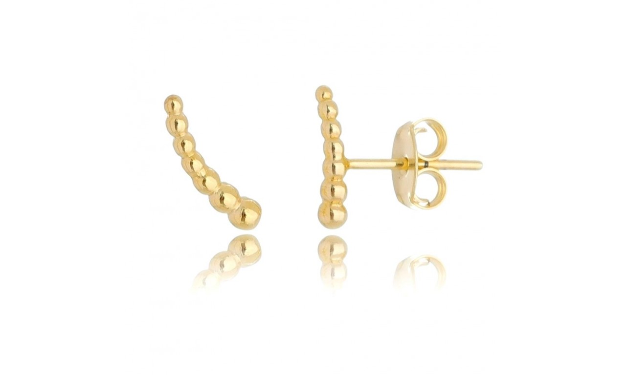 Brinco Ear Cuff Bolas Banho de Ouro 18k.