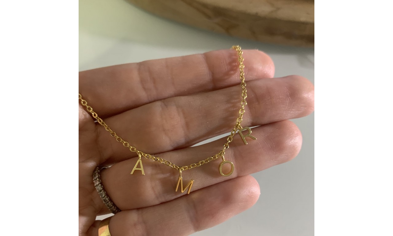 Colar Amor Banho de Ouro 18k.