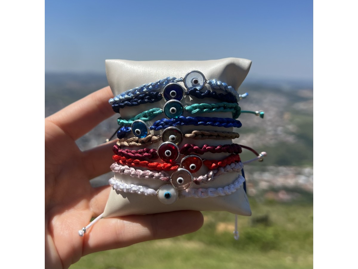 Pulseira Olho Grego Artesanal Prata 925.