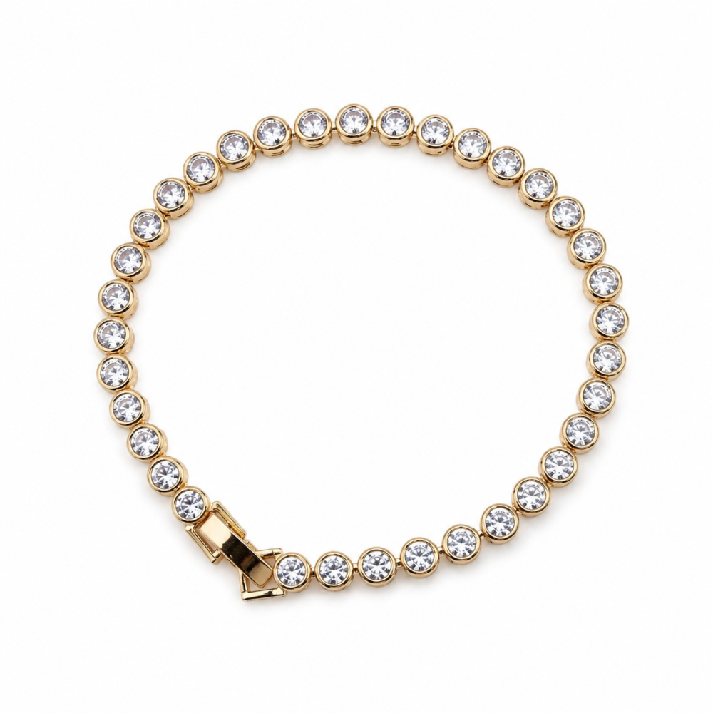 Pulseira Riviera Luxo Cravação Inglesa Banho de Ouro 18k ou Ródio Branco. Pulseira Riviera Luxo Cravação Inglesa Banho de Ouro 18k ou Ródio Branco.
