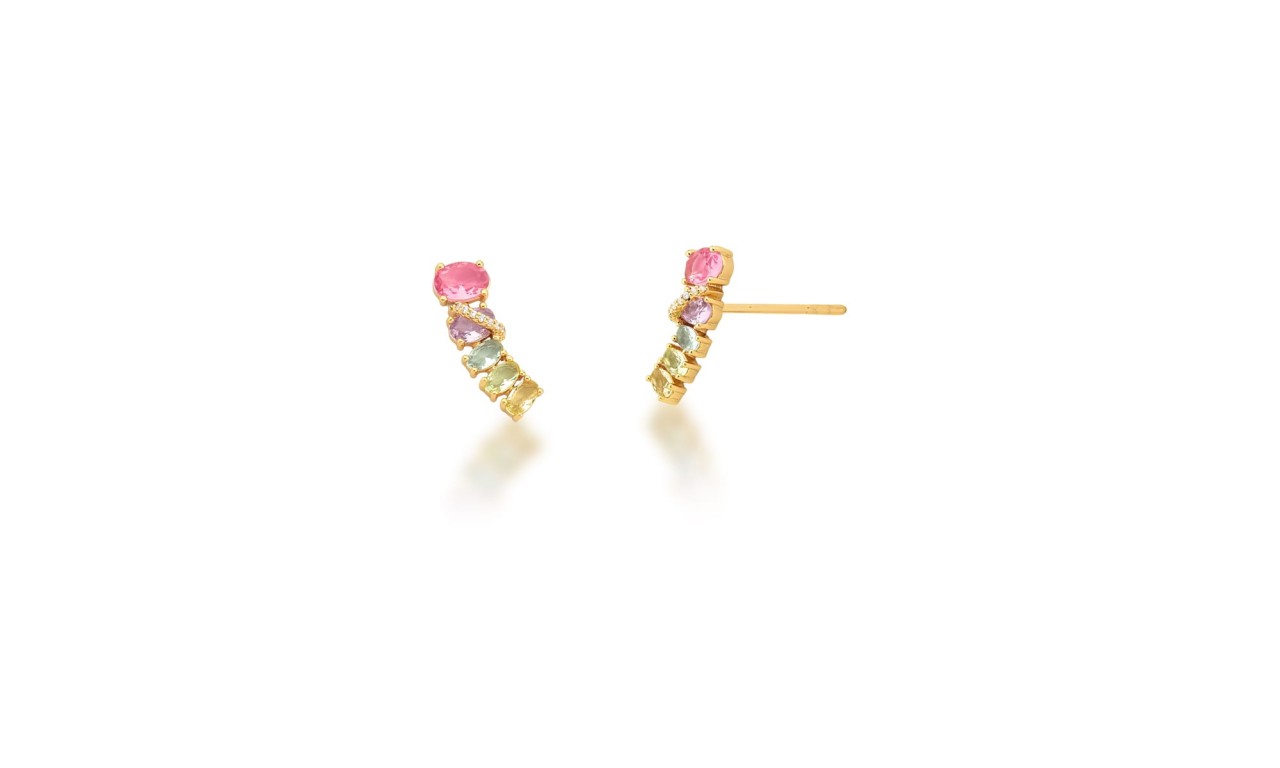 Brinco Ear Cuff Colors CandyBanho de Ouro 18k.