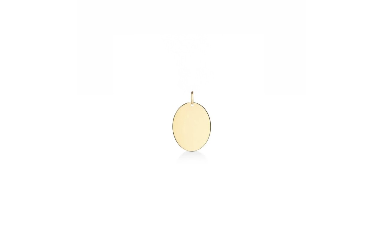 Pingente Plaquinha Oval Personalizada Banho de Ouro 18k.
