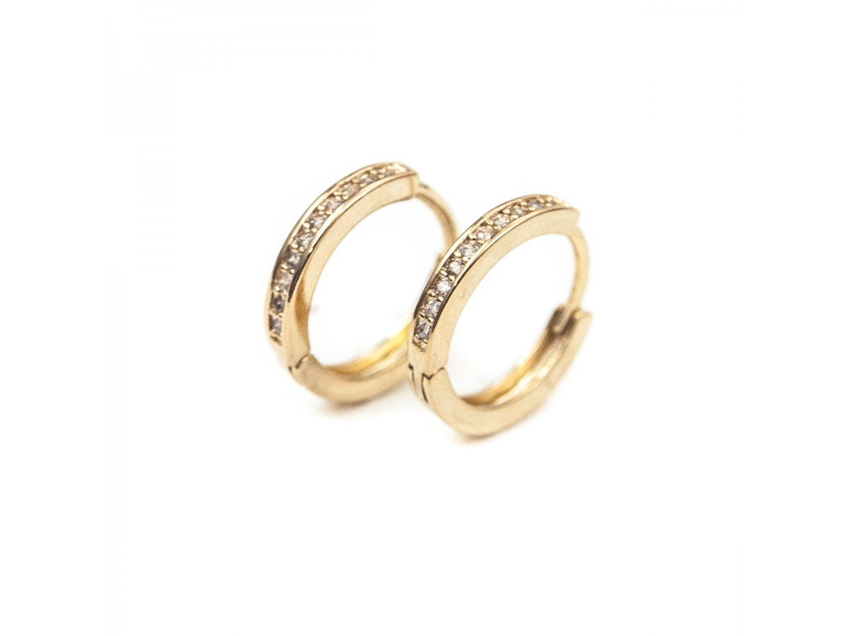 Brinco Argola Cravejada Shine Banho de Ouro 18K.