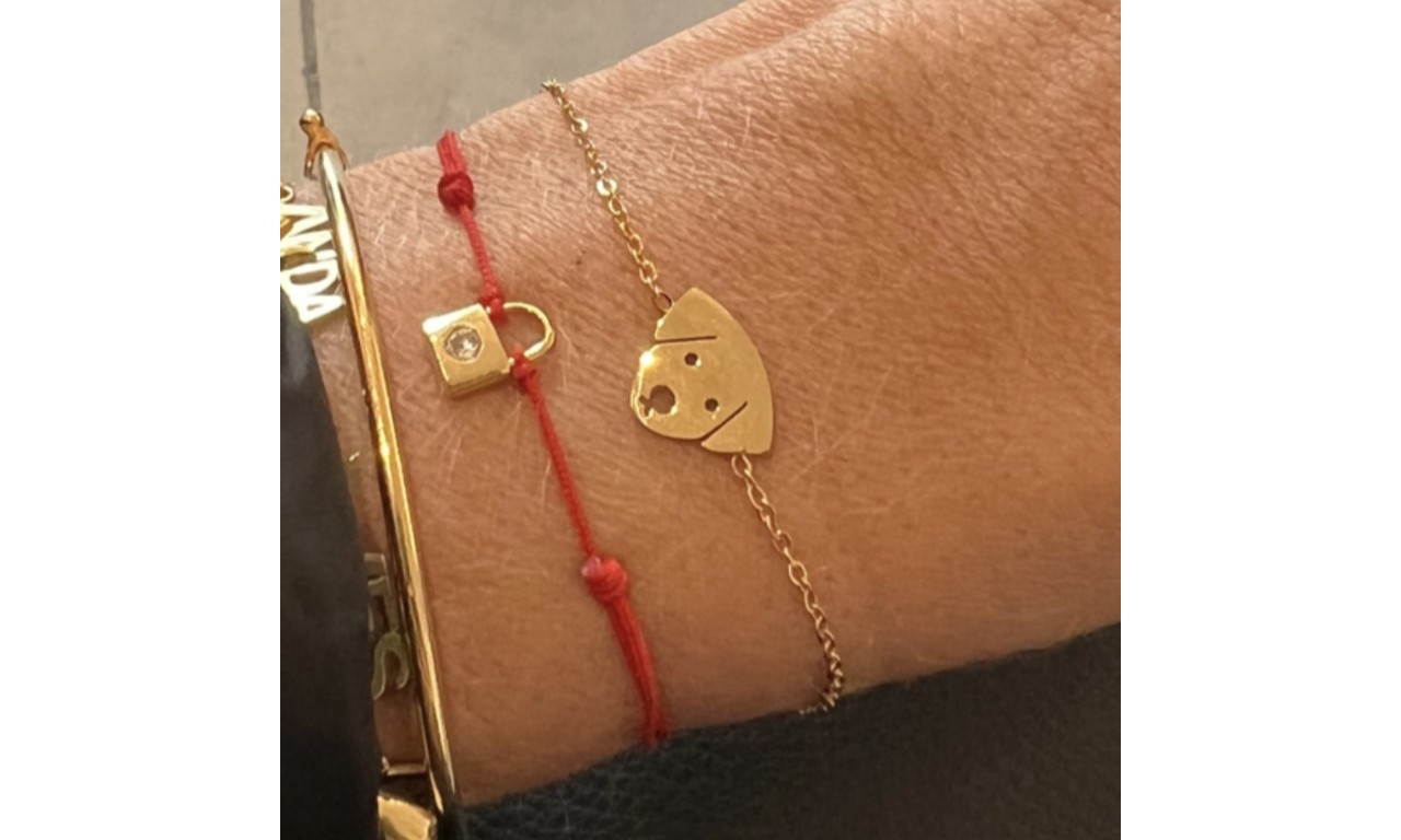 Pulseira Gatinho, Concha ou Coração Banho de Ouro18k.