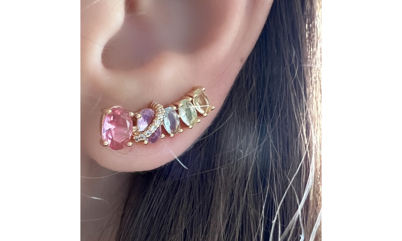 Brinco Ear Cuff Colors CandyBanho de Ouro 18k.