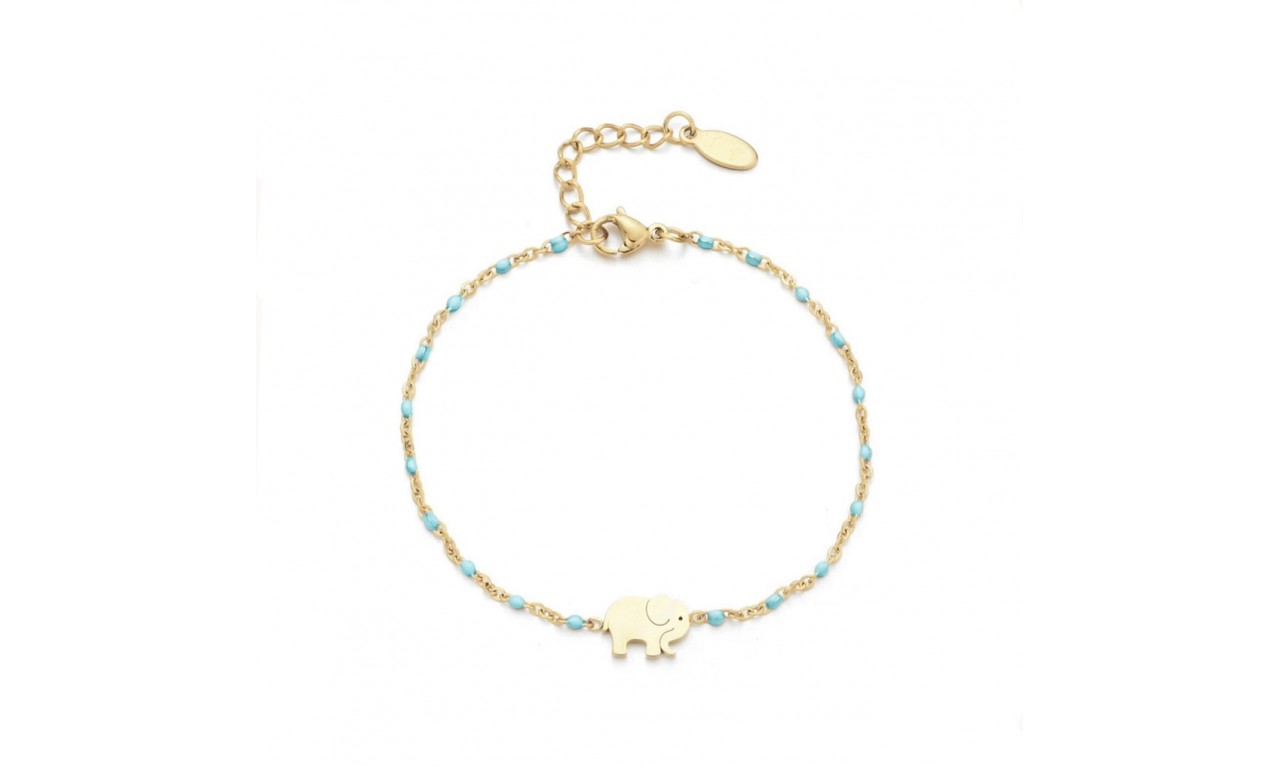 Pulseira Elefante Colors Banho de Ouro 18k.