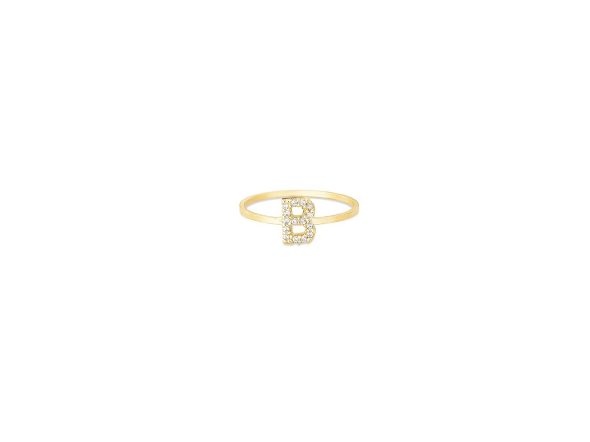 Anel Inicial Micro Cravação Banho de Ouro 18k