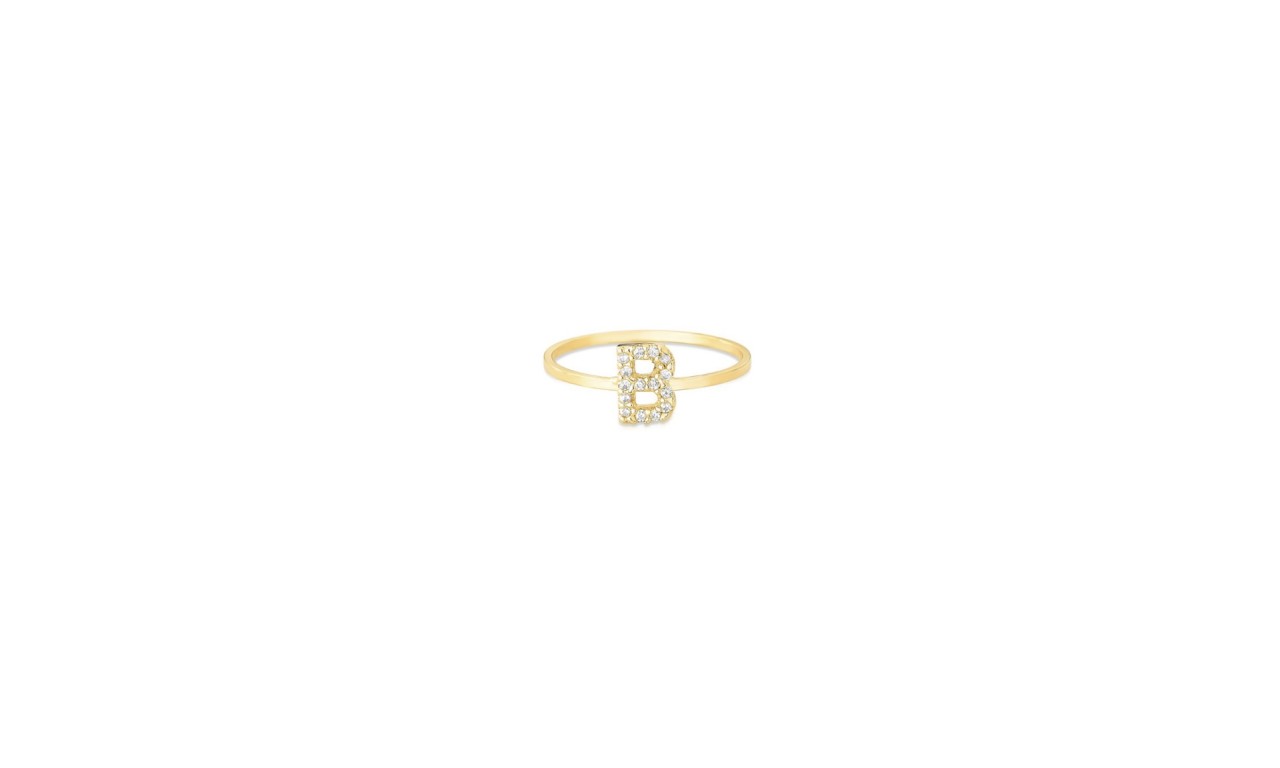 Anel Inicial Micro Cravação Banho de Ouro 18k
