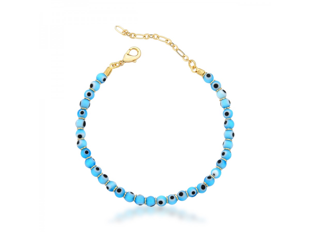 Pulseira Olho Grego Banho de Ouro 18k.