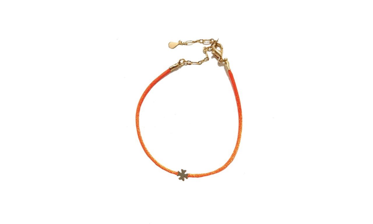 Pulseira Trevo Laranja Fio de Seda.