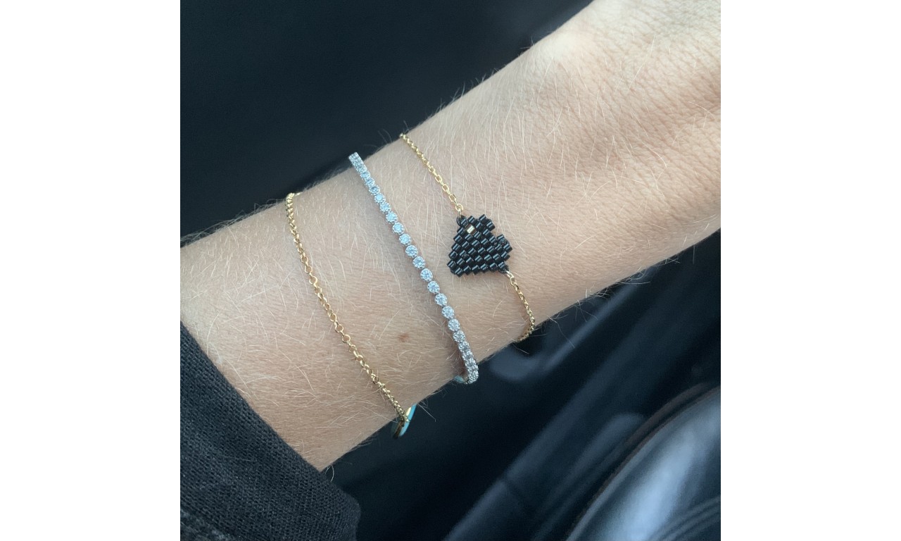 Pulseira Coração Feito a Mão Banho de Ouro 18k.