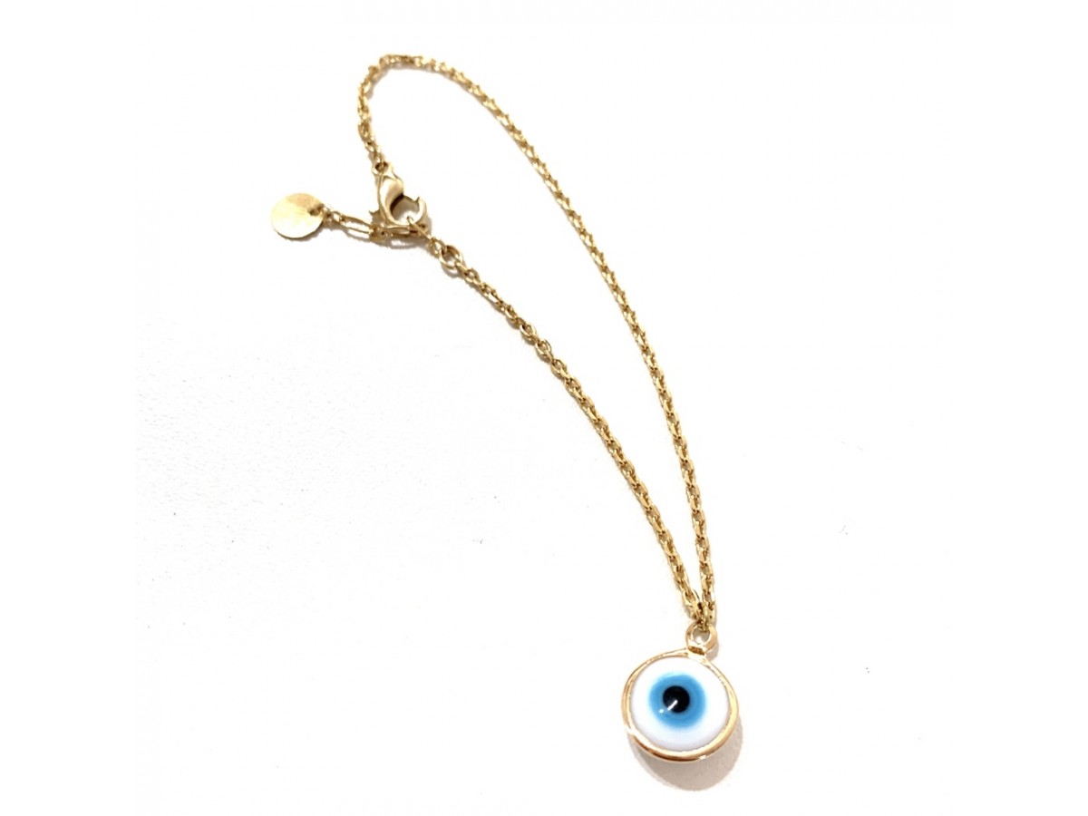 Pulseira Olho Grego Básica Banho de Ouro 18k.