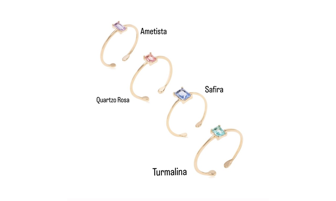 Anel Baguete Colors Banho de Ouro18k.