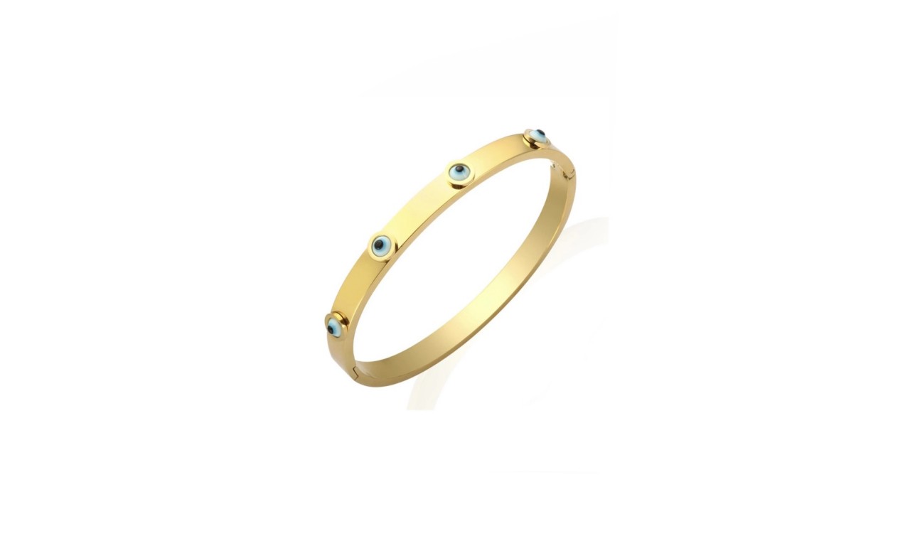 Pulseira Bracelete Olhinhos Banho de Ouro 18k.