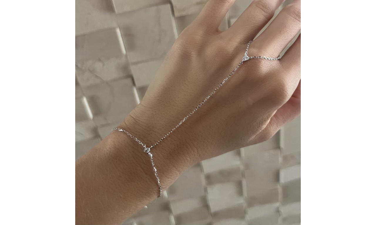 Pulseira de Mão Pontos de Luz Prata 925z