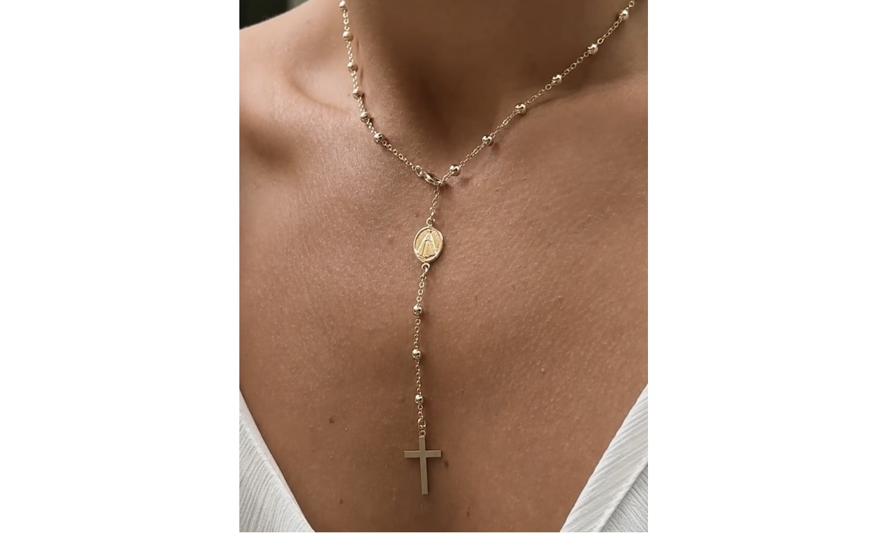 Colar Terço Banho de Ouro 18k.