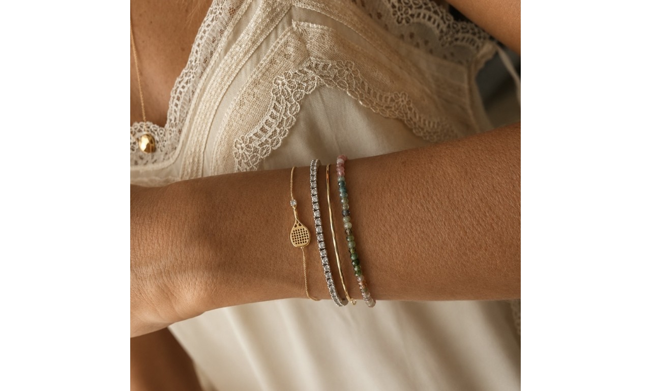 Pulseira Raquete Banho de Ouro 18k.