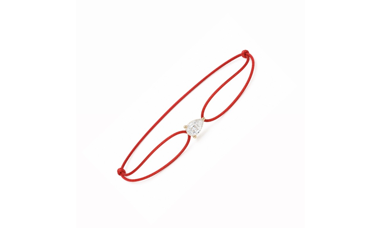 Pulseira Vermelha Gota Cristal Banho de Ouro 18k.