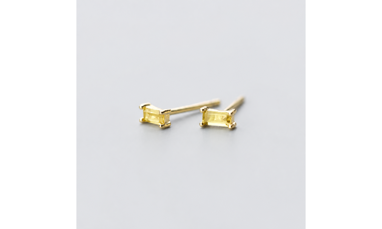 Brinco Baguete Citrino Banho de Ouro 18k.