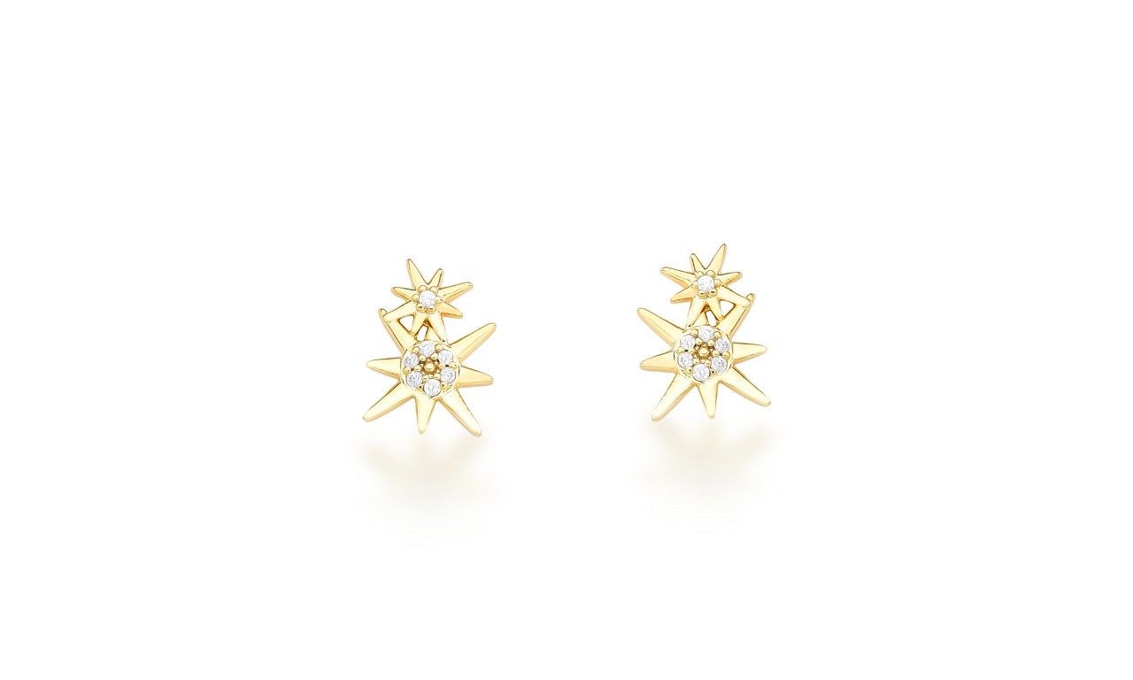 Brinco Mini Ear Cuff Estrela Banho de Ouro 18k.