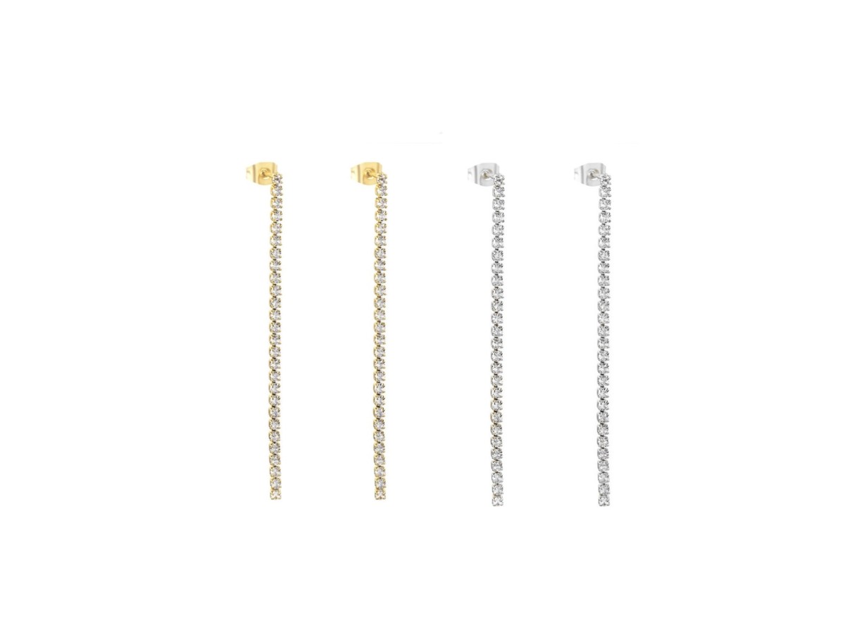 Brinco Fio Riviera Banho de Ouro 18k.
