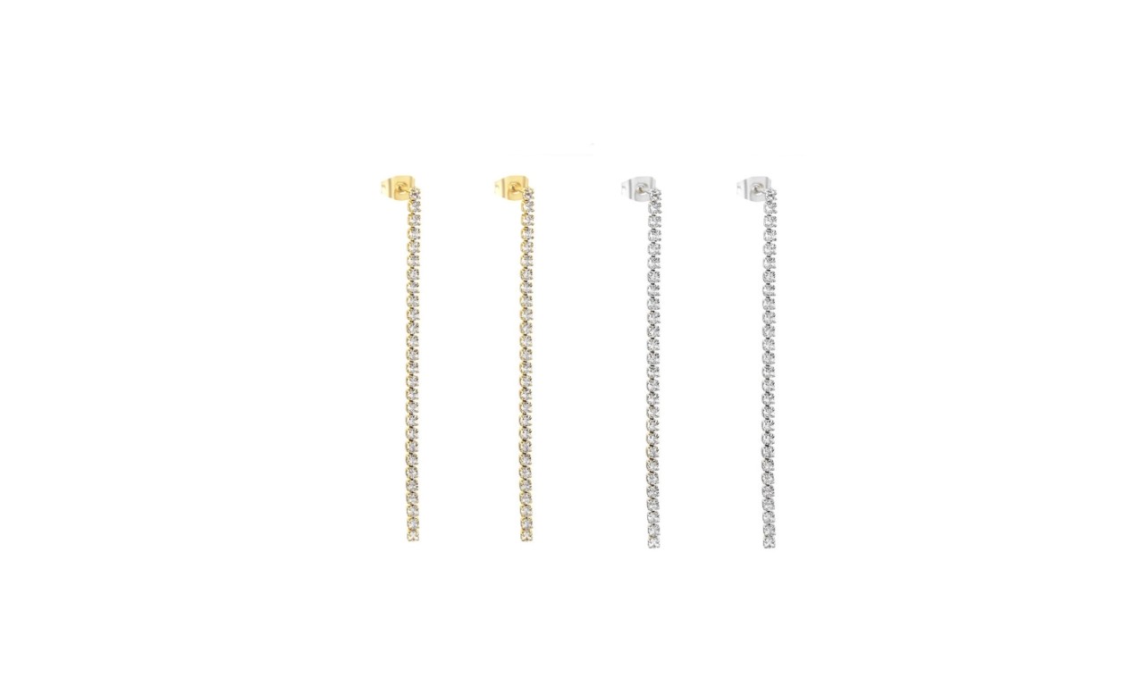 Brinco Fio Riviera Banho de Ouro 18k.