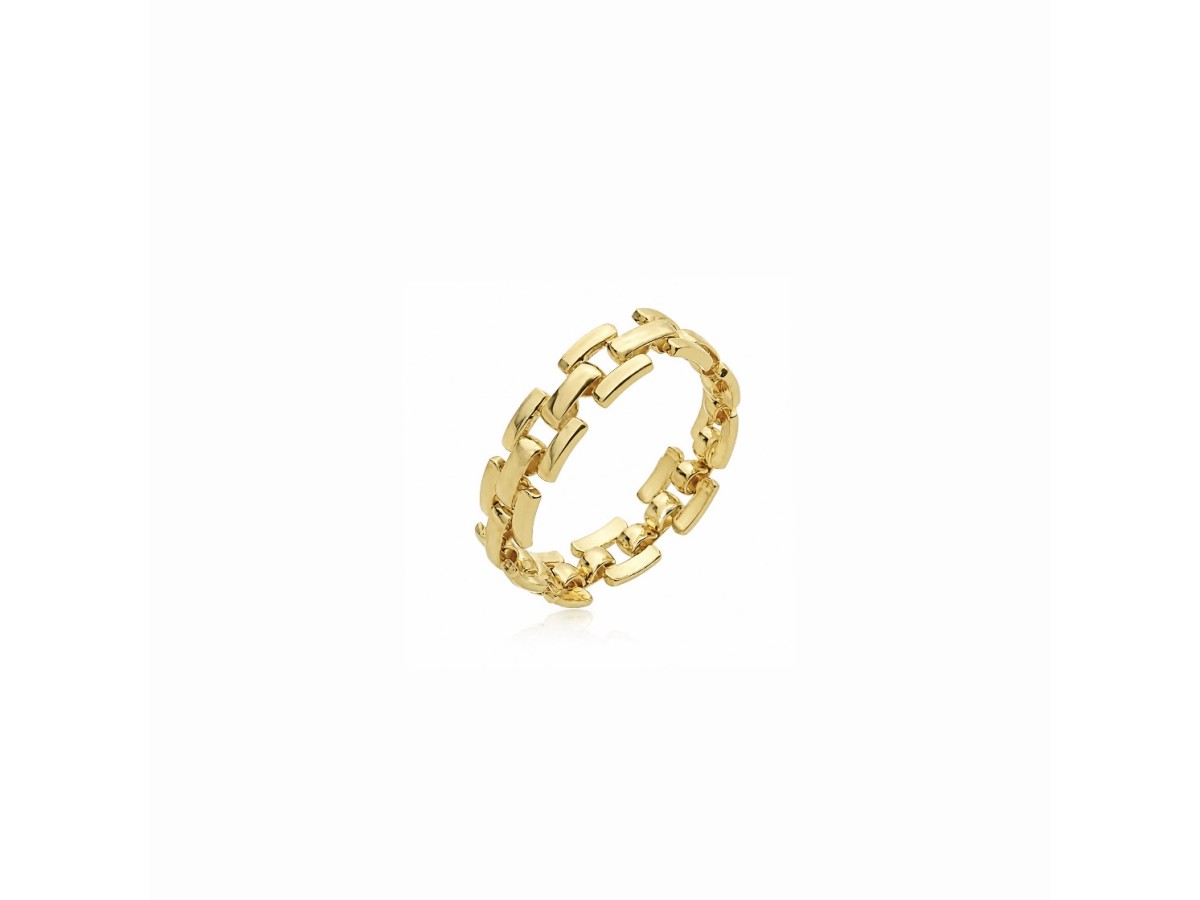 Anel Trama Maleável Banho de Ouro 18k.