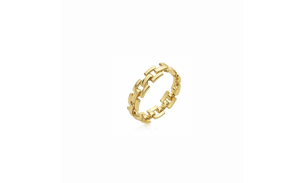 Anel Trama Maleável Banho de Ouro 18k.