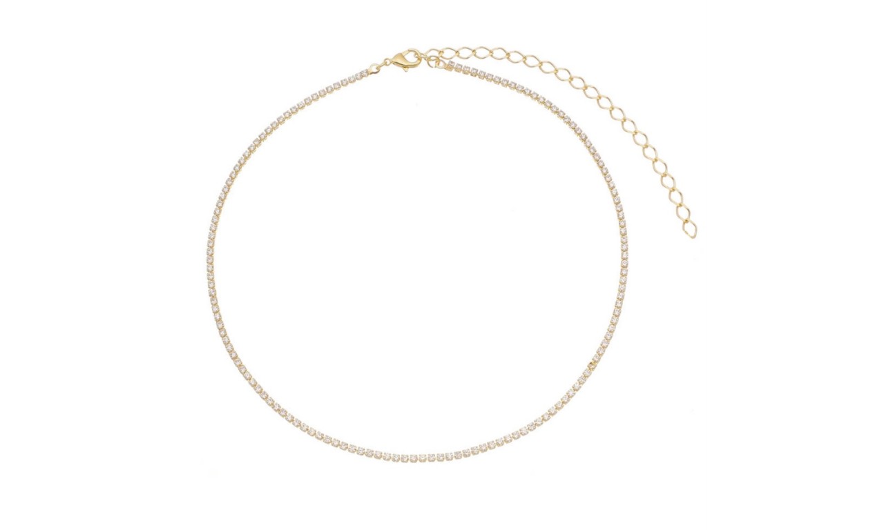 Colar Choker Riviera Banho de Ouro18k.