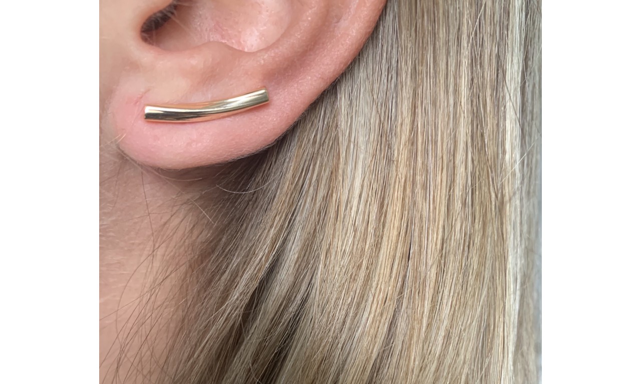 Brinco Ear Cuff Franja Banho de Ouro 18k / Ródio Branco