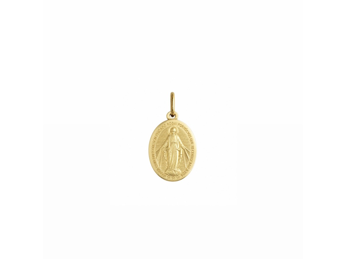 Pingente Medalha Nossa Senhora das Graças Banho de Ouro 18k.