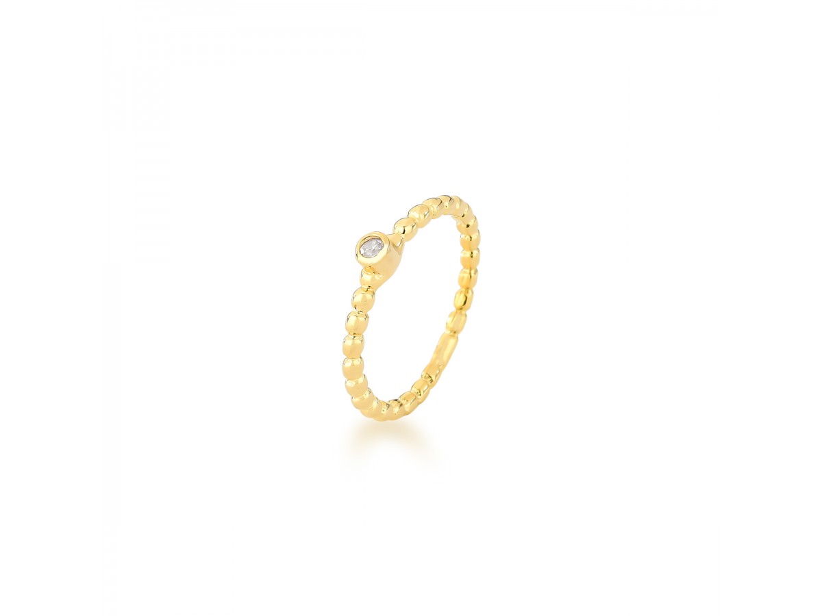 Anel de Dedinho Ponto de Luz Bolinhas Banho de Ouro 18k.