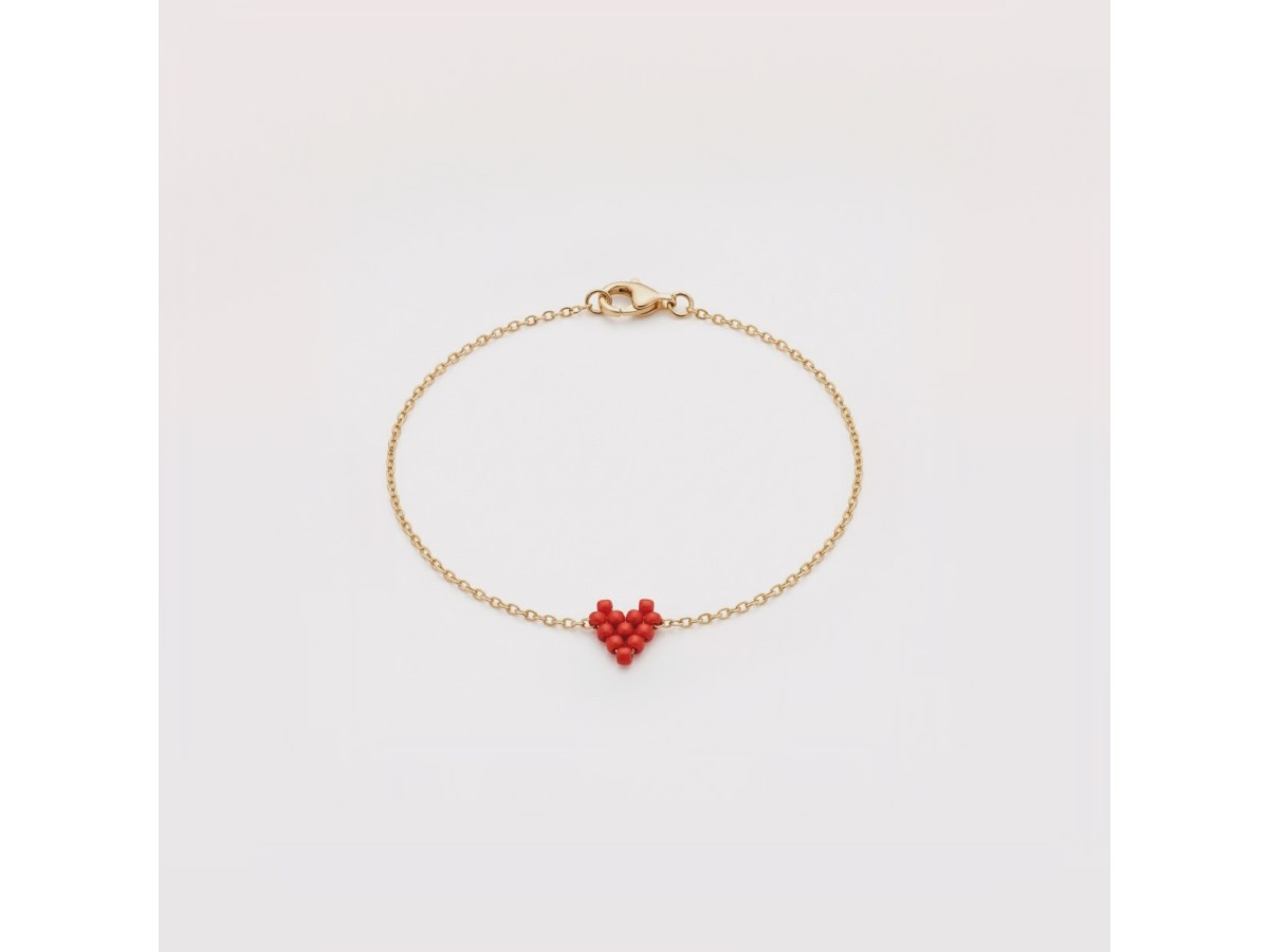 Pulseira Coração Feito a Mão Banho de Ouro 18k.