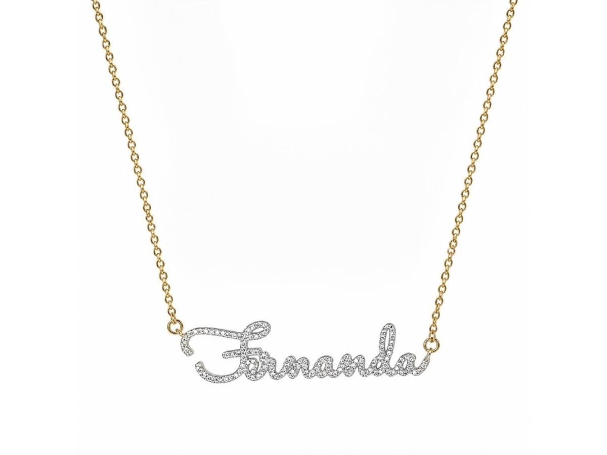 Colar Nome Micro Cravação Banho de Ouro 18k ou Ródio Branco.