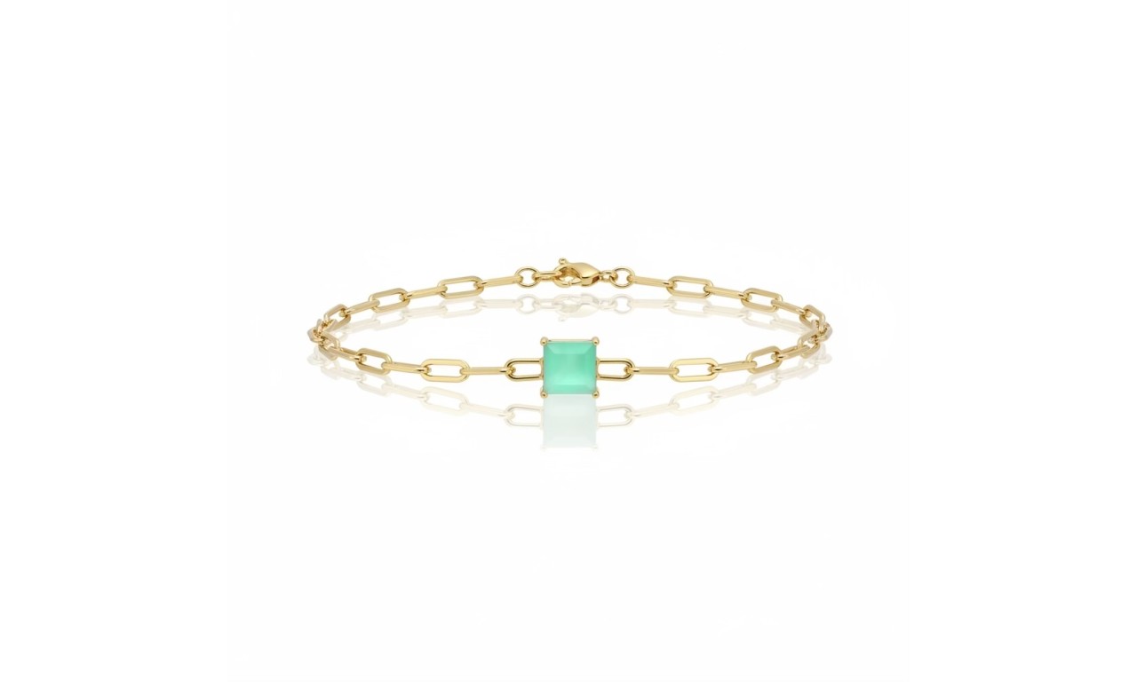 Pulseira Esmeralda Leitosa Banho de Ouro18k. Pulseira Esmeralda Leitosa Banho de Ouro18k.