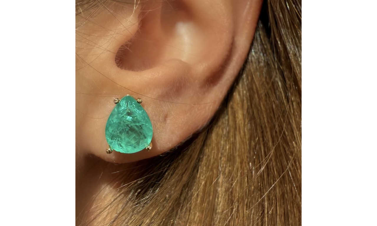 Brinco Gota Turmalina Fusion Banho de Ouro 18k.