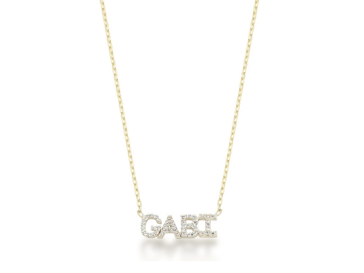 Colar Personalizado Letras Cravejadas Banho de Ouro 18k