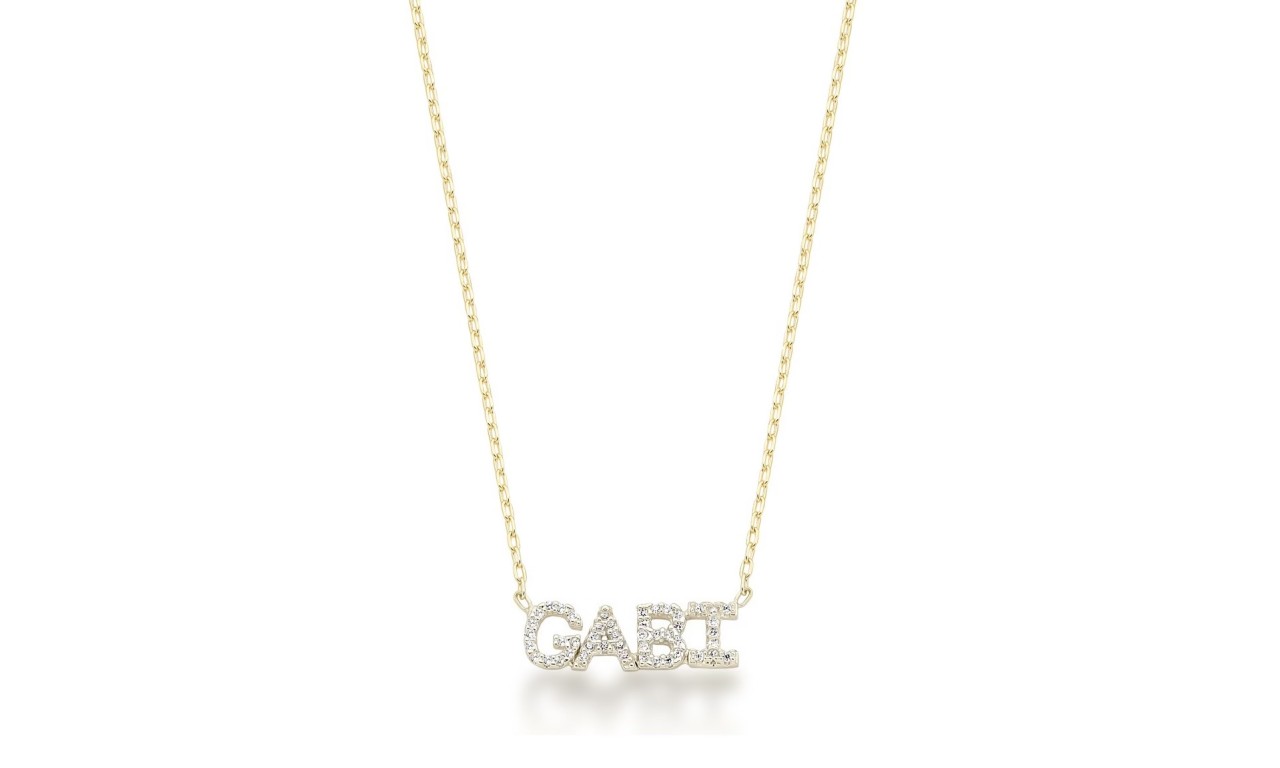 Colar Personalizado Letras Cravejadas Banho de Ouro 18k