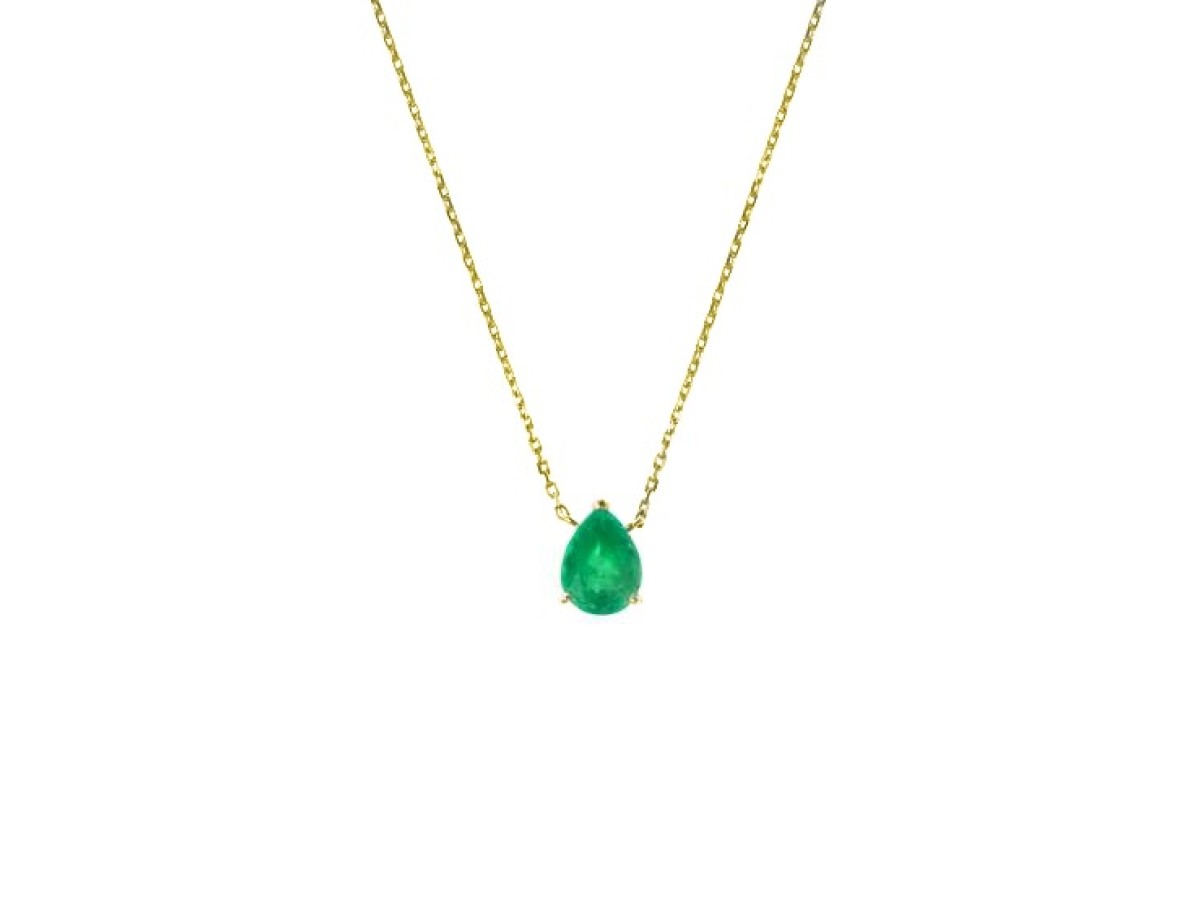 Colar Gota Esmeralda Fusion Banho de Ouro 18k.
