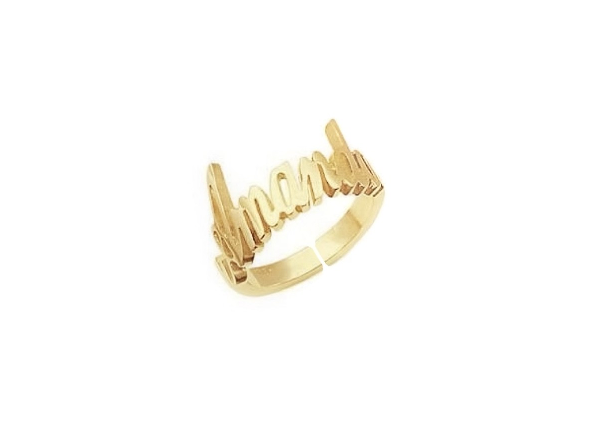 Anel Personalizado Nome Banho de Ouro 18k.