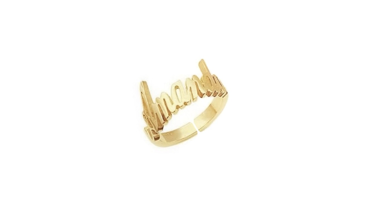 Anel Personalizado Nome Banho de Ouro 18k.