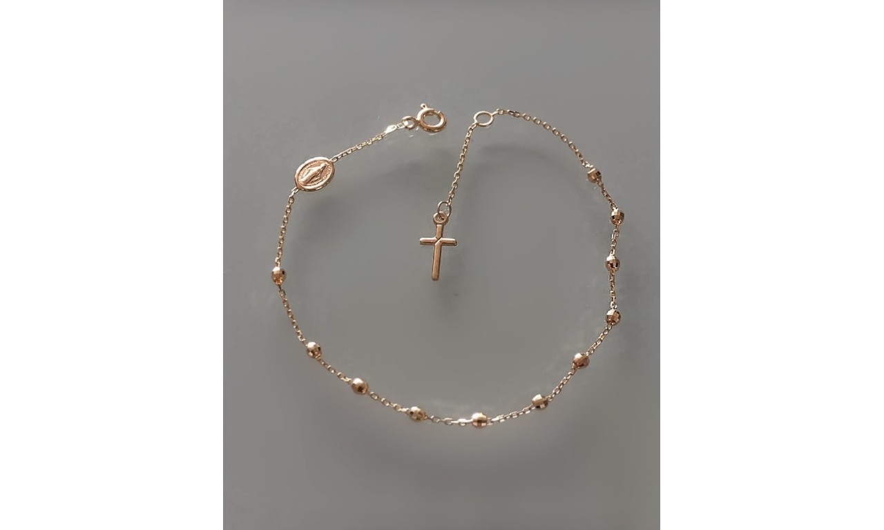 Pulseira Terço Banho de Ouro 18k.