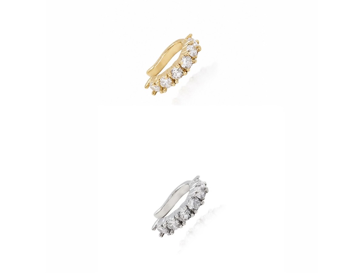 Piercing Fake Cravejado Banho de Ouro 18k ou  Ródio Branco.