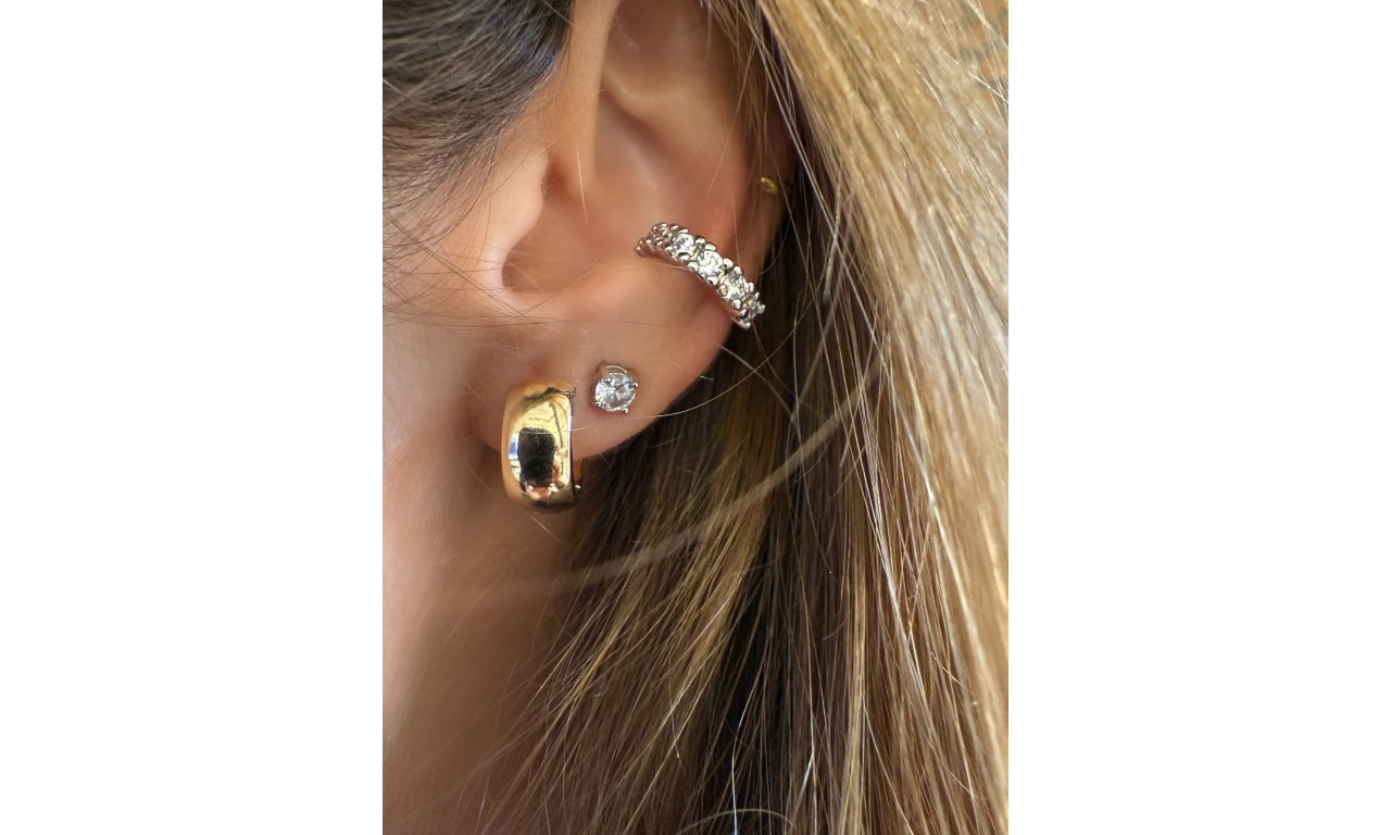 Piercing Fake Cravejado Ródio Branco.