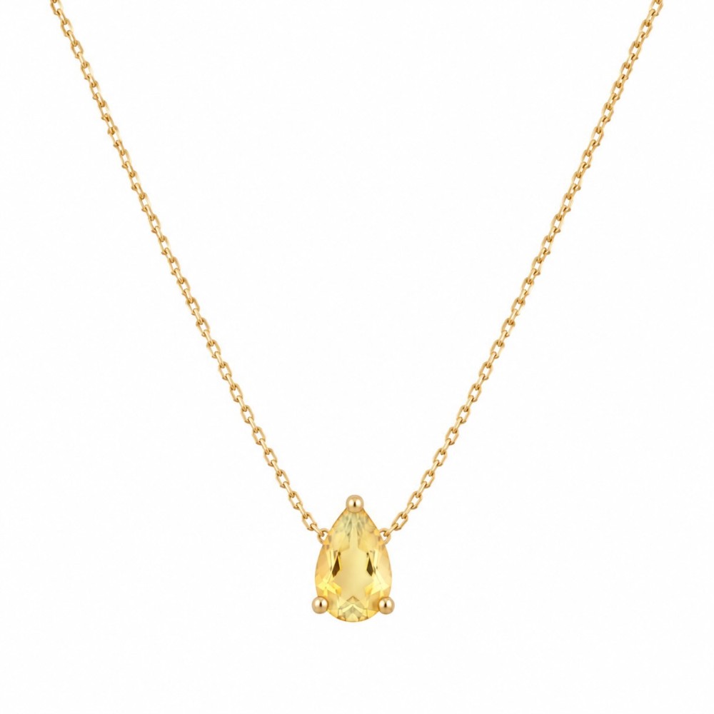 Colar Gota Citrino Banho de Ouro 18k. Colar Gota Citrino Banho de Ouro 18k.