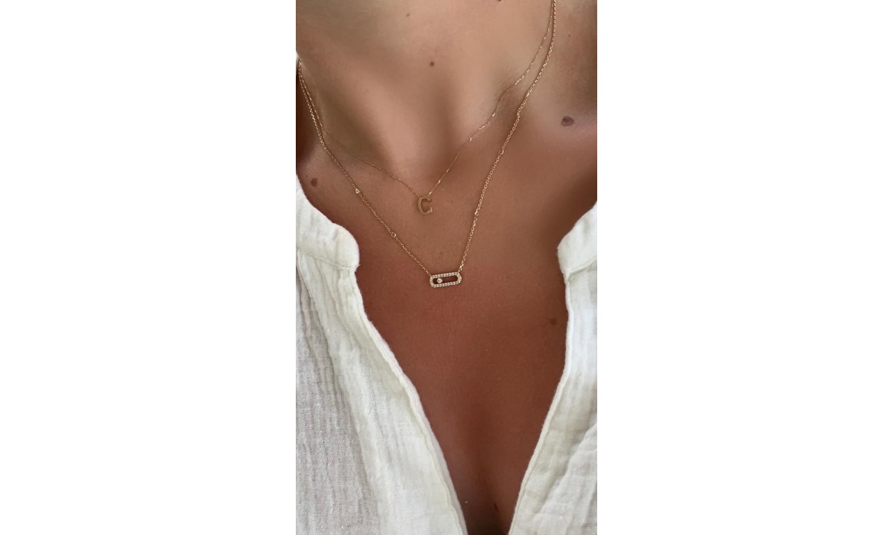 Colar Elo Cravejado Banho de Ouro 18k.