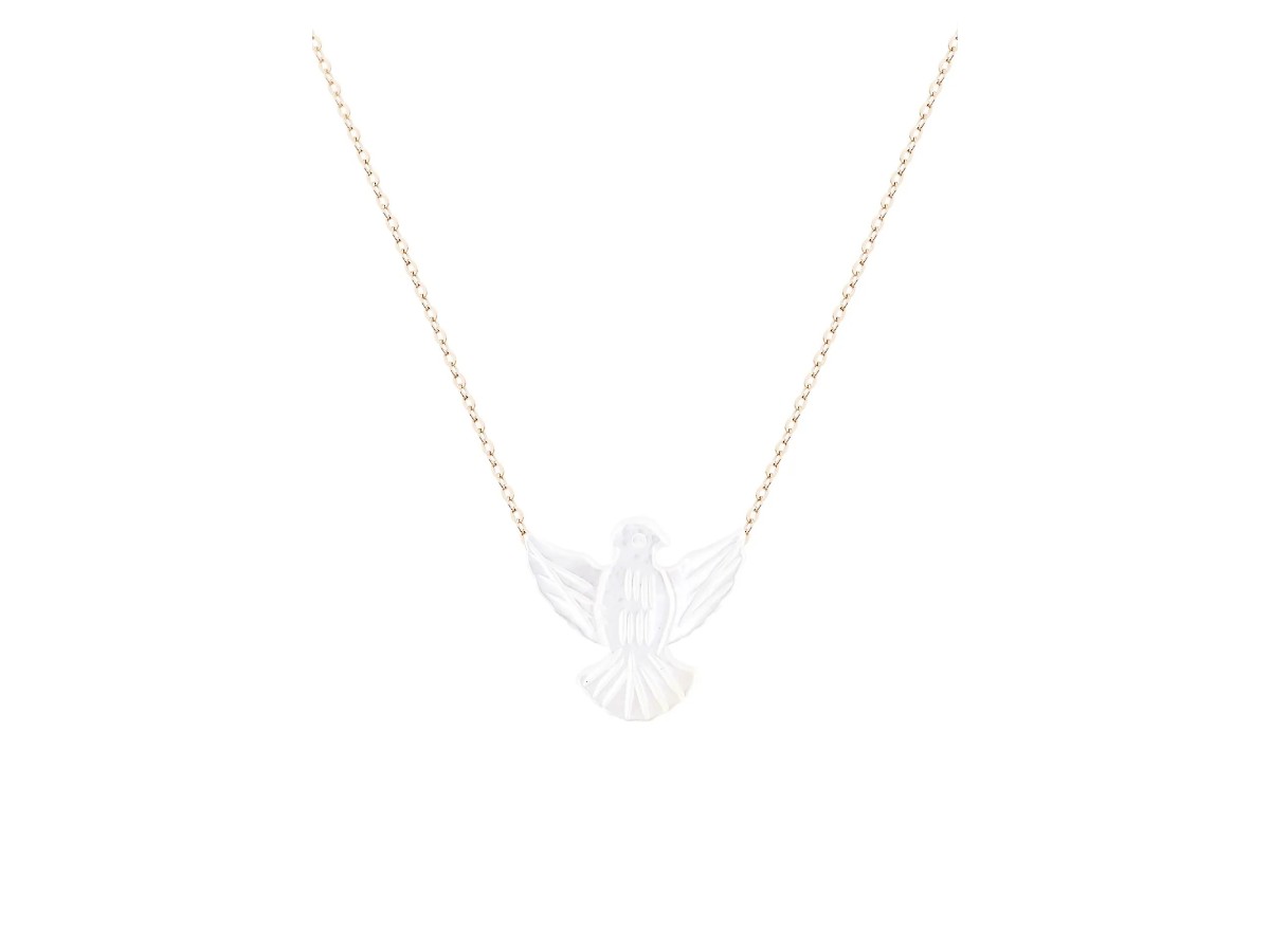 Colar Espírito Santo Madrepérola Banho de Ouro 18k.