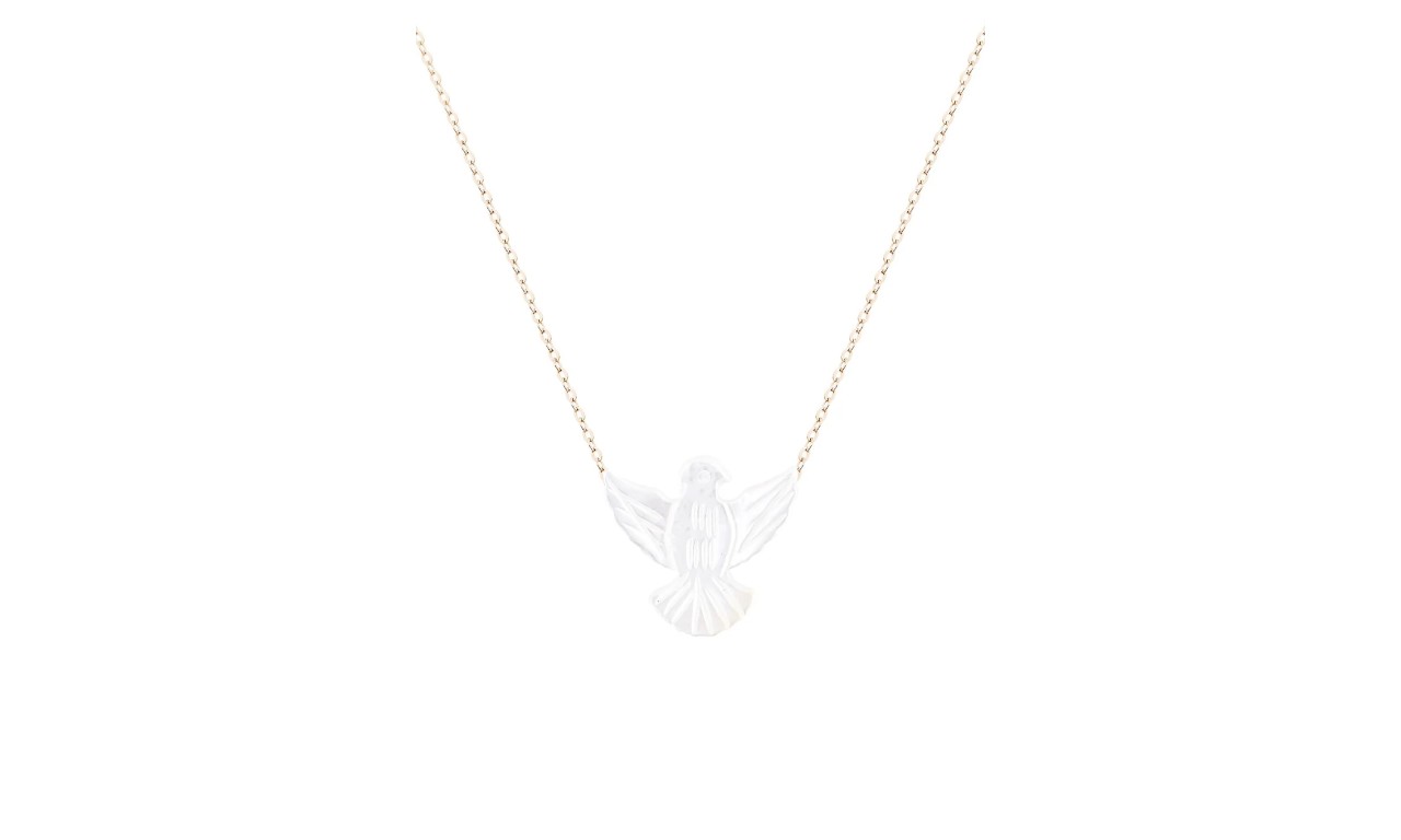 Colar Espírito Santo Madrepérola Banho de Ouro 18k.