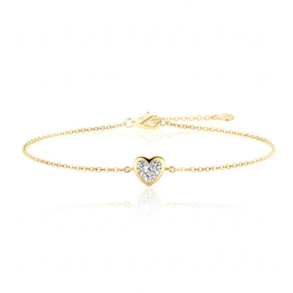 Pulseira Coração Anatômico Cristal Banho de Ouro18k. Pulseira Coração Anatômico Cristal Banho de Ouro18k.